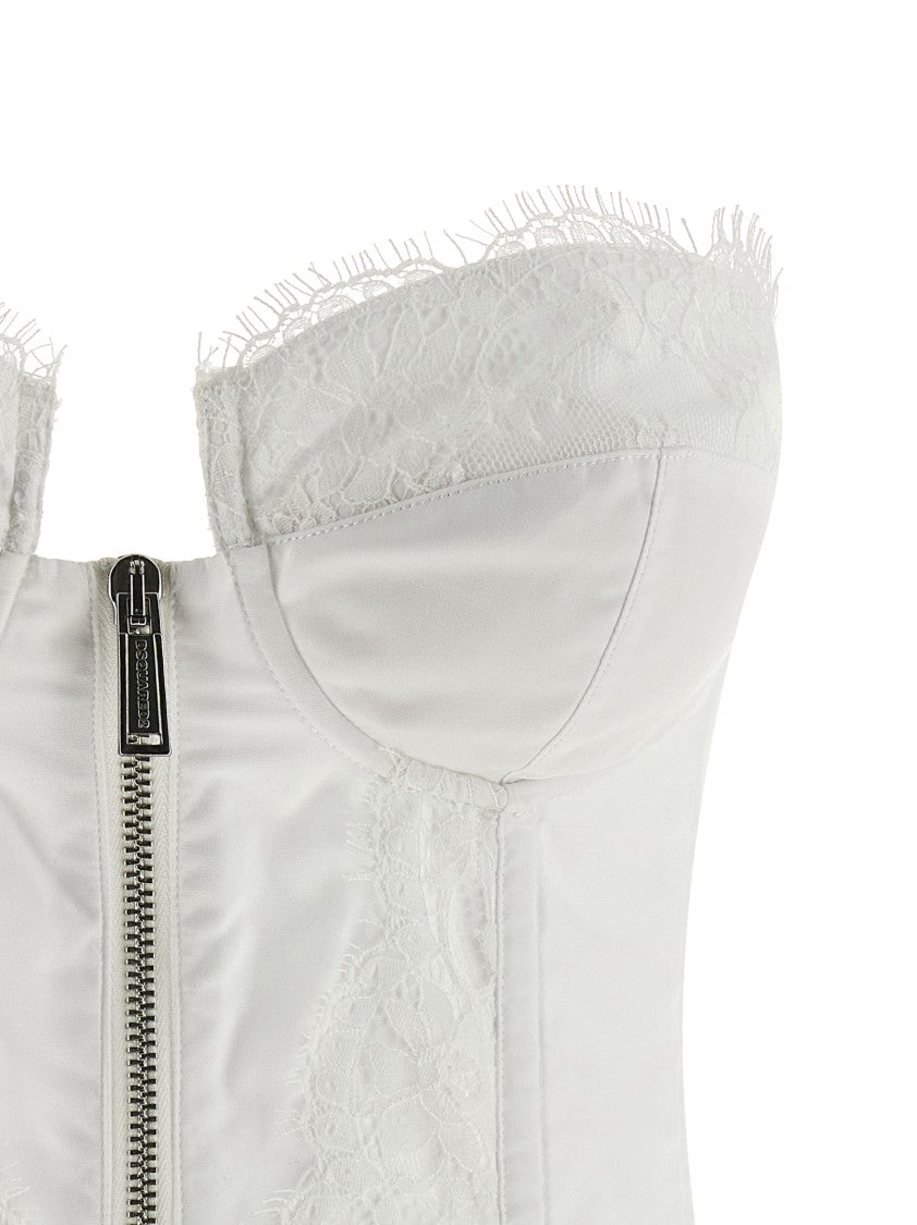 Dsquared2 Off-The-Shoulder Bustier Top With Lace And Tulle Detailing