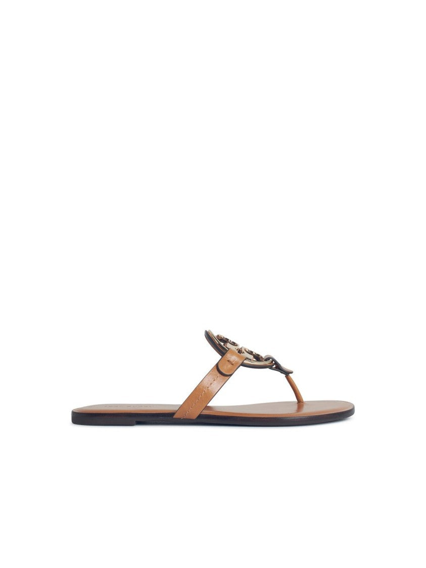 Tory Burch 'Miller' Sandals With 'Pavé' In Brown Leather