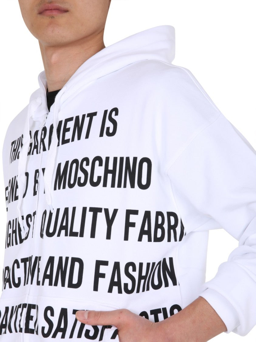 Moschino Graphic Print Zip-Up Sweatshirt With Hood