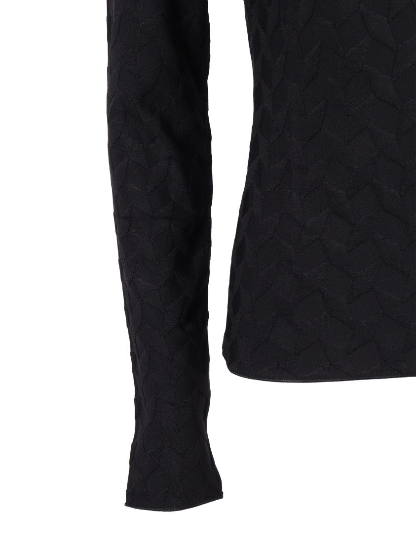 Emporio Armani Textured Black Jumper With Fitted Silhouette