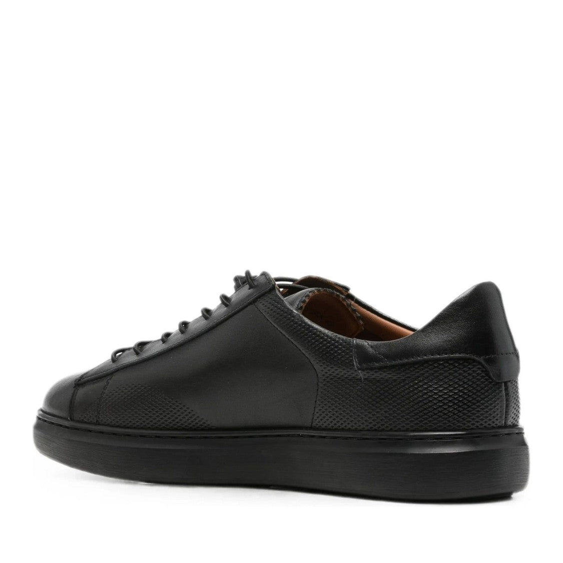 Alberto Gozzi Black Textured Panels Wedge Leather Sneakers