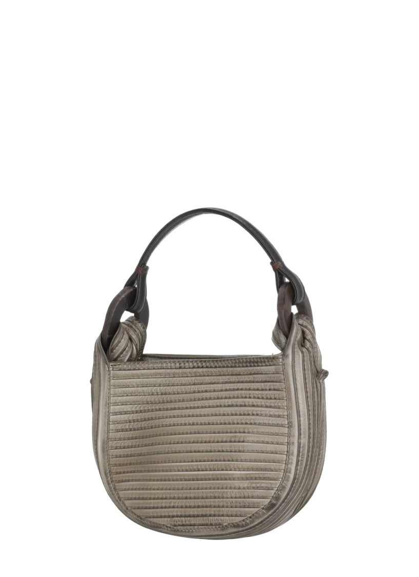 Majo Structured Leather Handbag With Ribbed Texture