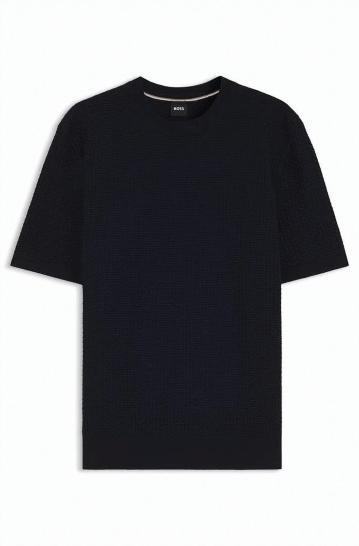 Hugo Boss Textured Knit Short-Sleeve T-Shirt With Classic Crew Neck