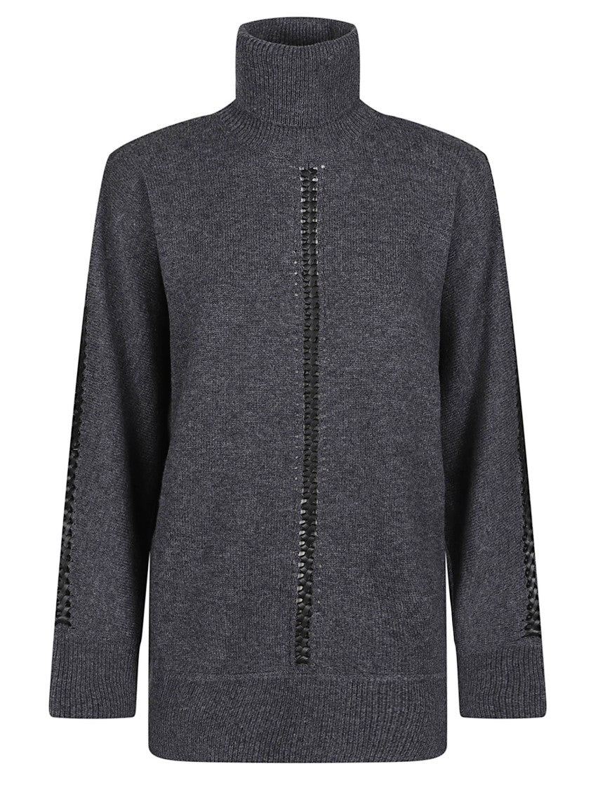 P.A.R.O.S.H. Grey Liller Turtle Neck Luxe Wool-Blend Turtleneck