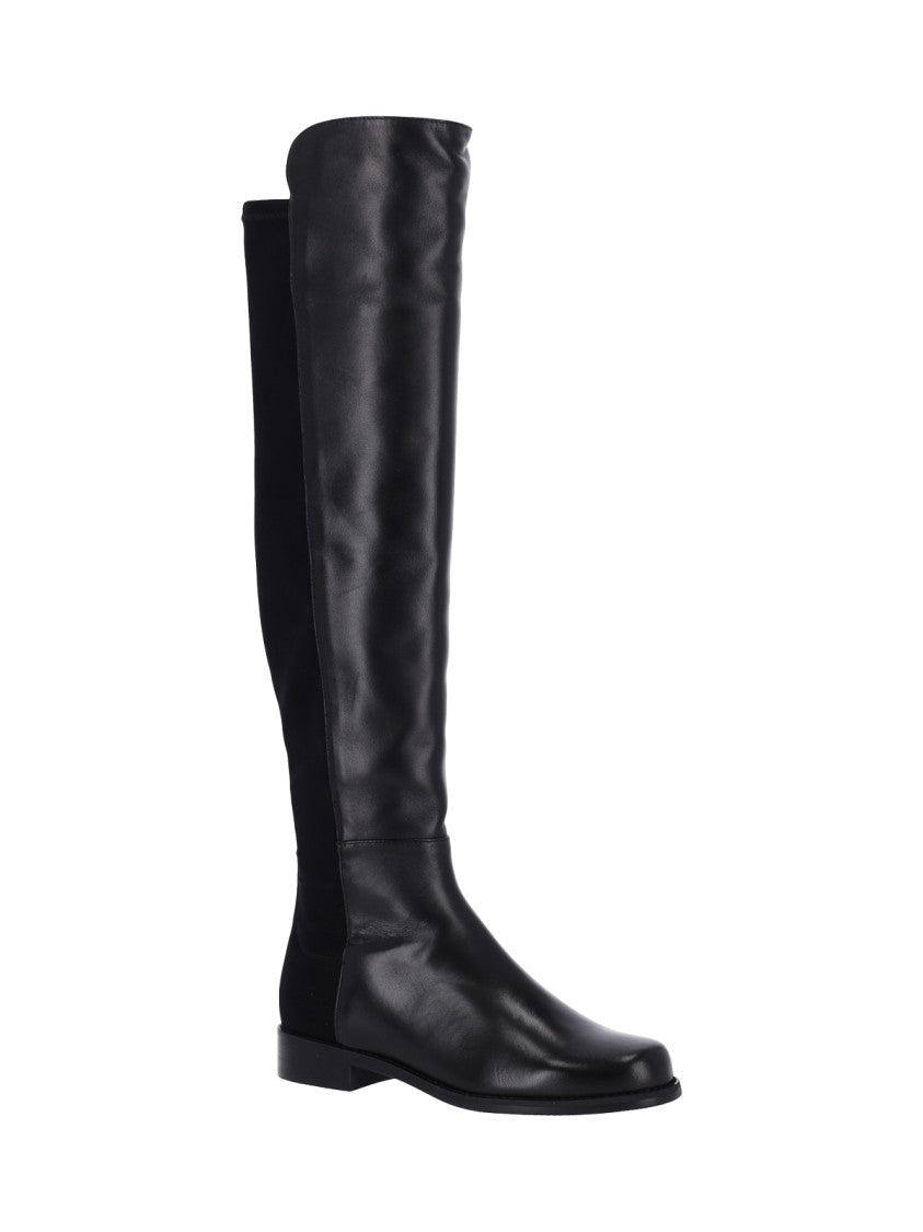 Stuart Weitzman Black 50/50 Stretch Gabardine Leather Boots