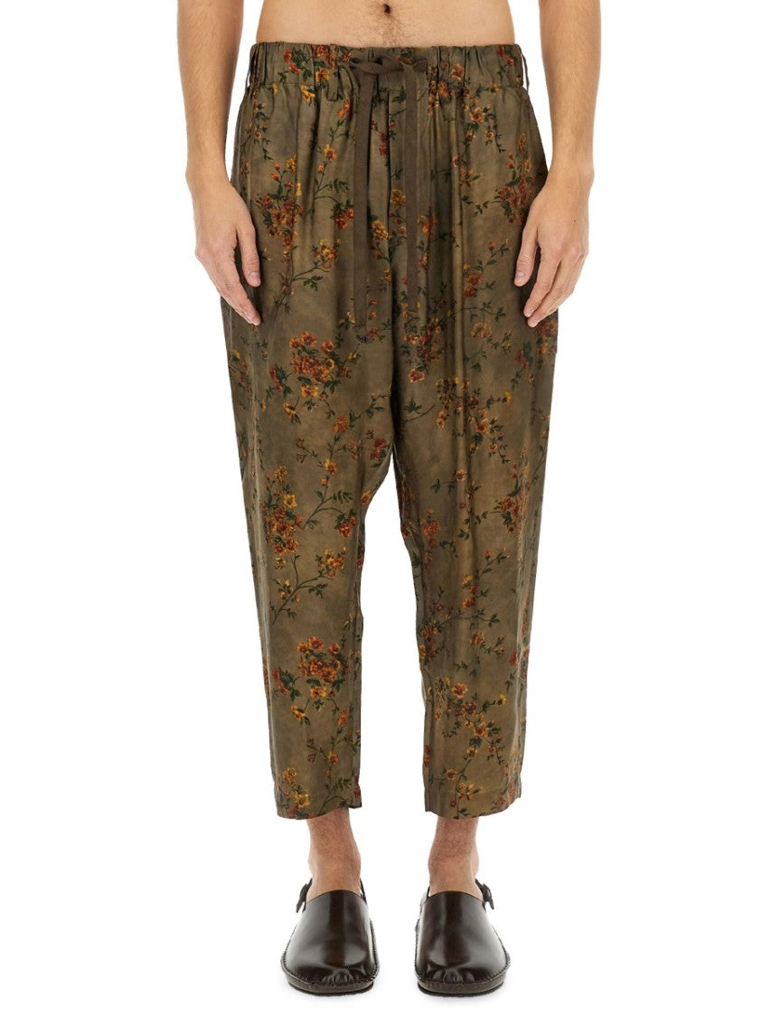 Uma Wang Floral Patterned Pajama Pants With Elastic Waistband