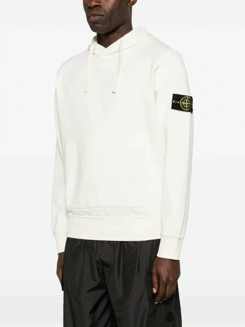 Stone Island White Hoodie With Distinctive Patch Logo
