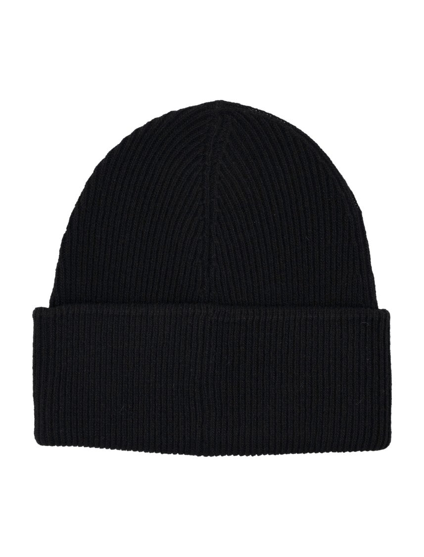 Mm6 By Maison Margiela Mm6 Wool Blend Ribbed Beanie Black