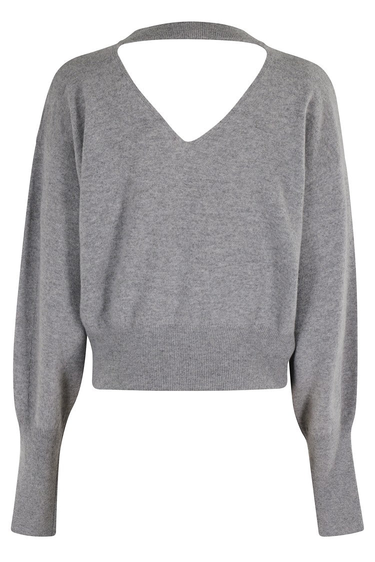 Federica Tosi Cropped Cut-Out Sweater With Deep V-Neckline And Long Sleeves