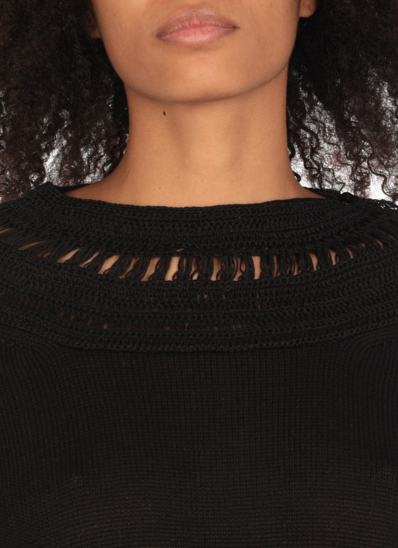 Y's Black Cotton Sweater