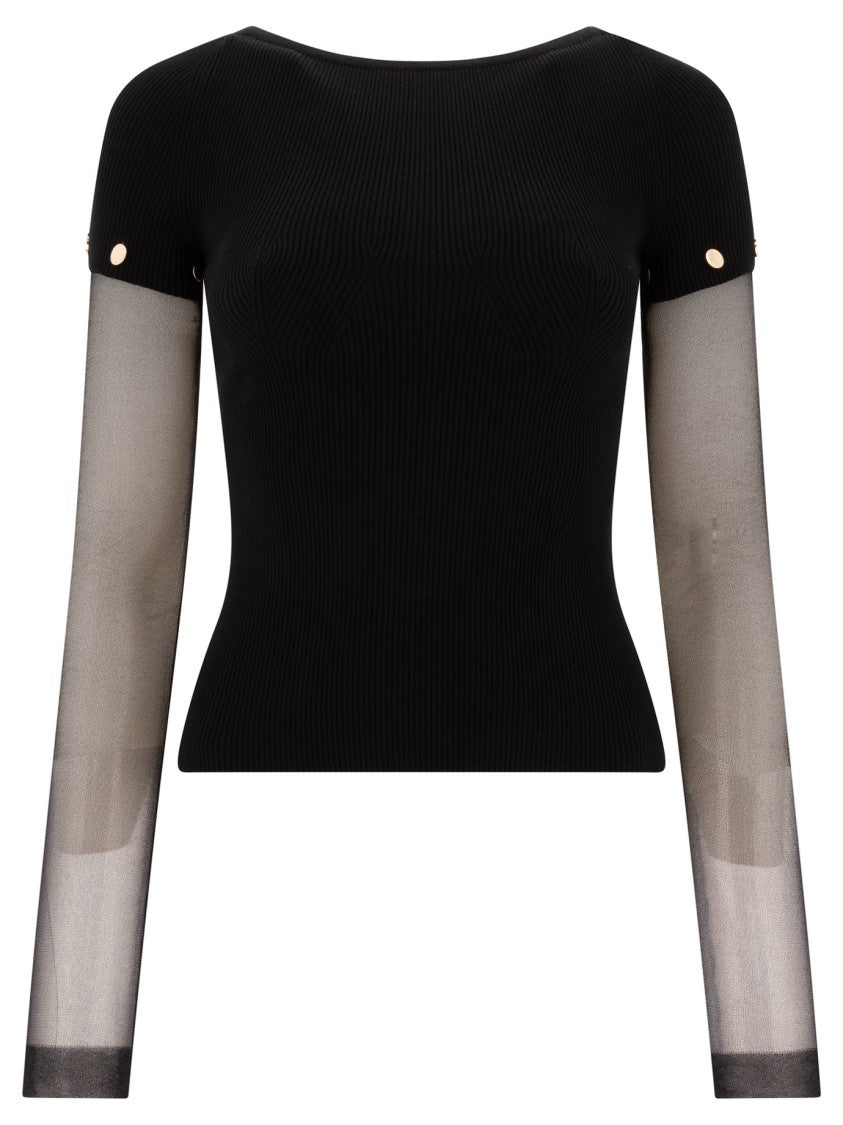 Max Mara Fitted Black Ribbed T-Shirt