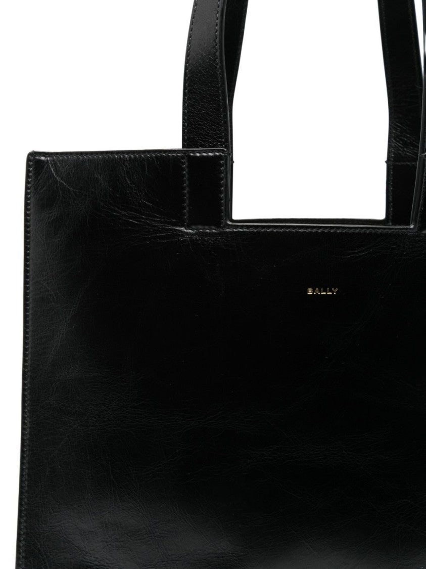 Bally Rectangular Black Calf Leather Tote Bag