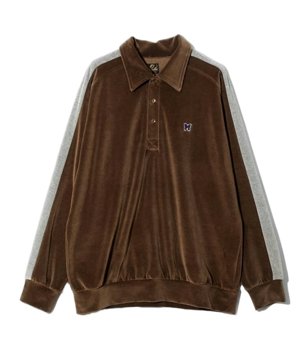 Needles Velvet Textured Long-Sleeve Polo Shirt