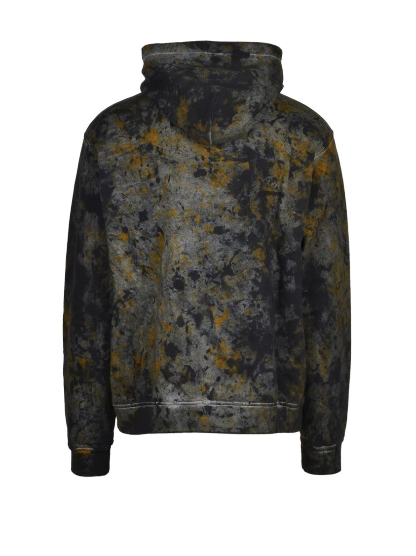 Aspesi Green/Black Two-Tone Mottled Cotton Hoodie