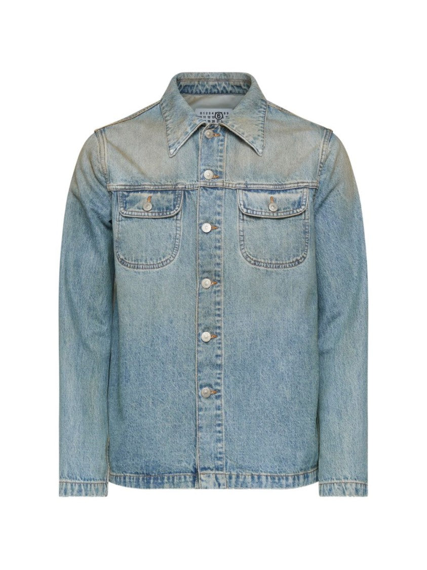 Mm6 By Maison Margiela Blue Faded Denim Buttoned Jacket