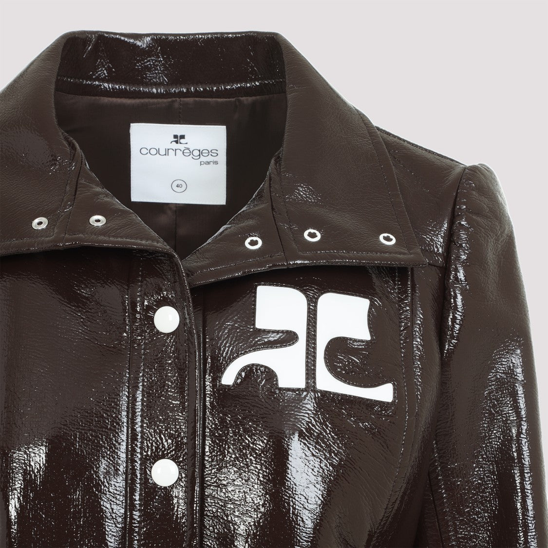 Courrèges Chocolate Vinyl Jacket With Logo