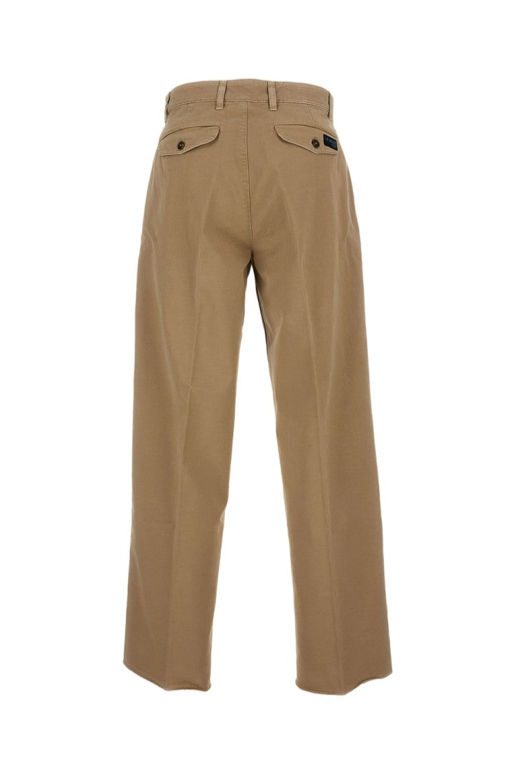 Fay Loose Fit Trousers With Pleats And Logo Label