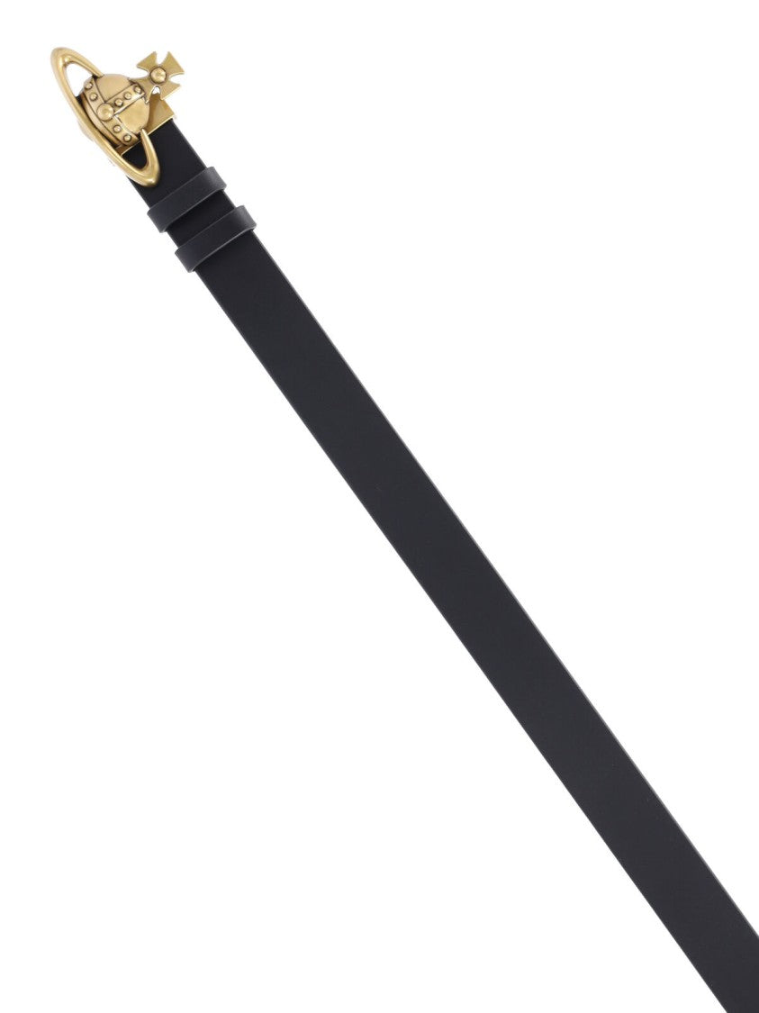 Vivienne Westwood Black Orb Calf Leather Belt
