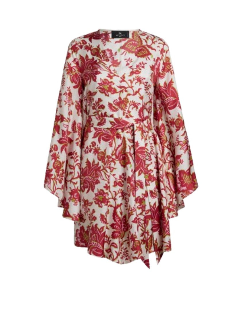 Etro V-Neck Silk Mini Dress With Butterfly Sleeves