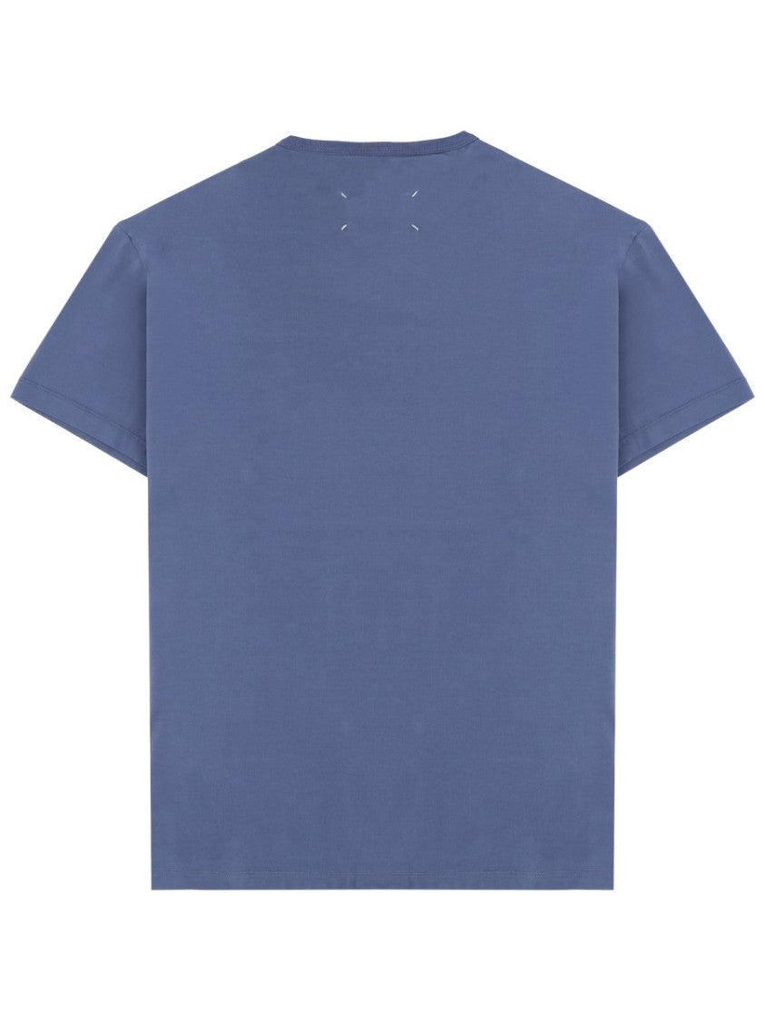 Maison Margiela Blue Text Front Boxy Cotton T-Shirt