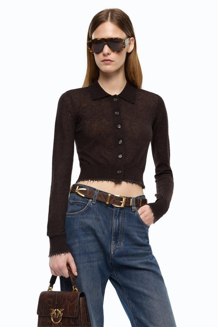 Pinko Blue Polyester-Wool Blend Double-Breasted Blazer