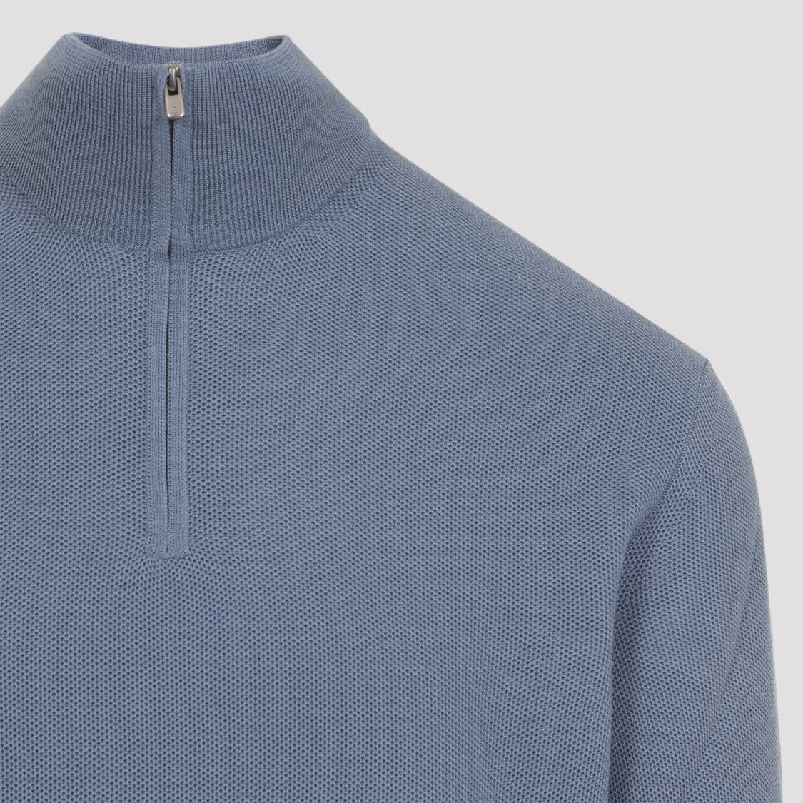 Ralph Lauren X Purple Label Soft Blue Wool Pullover With Ribbed Collar