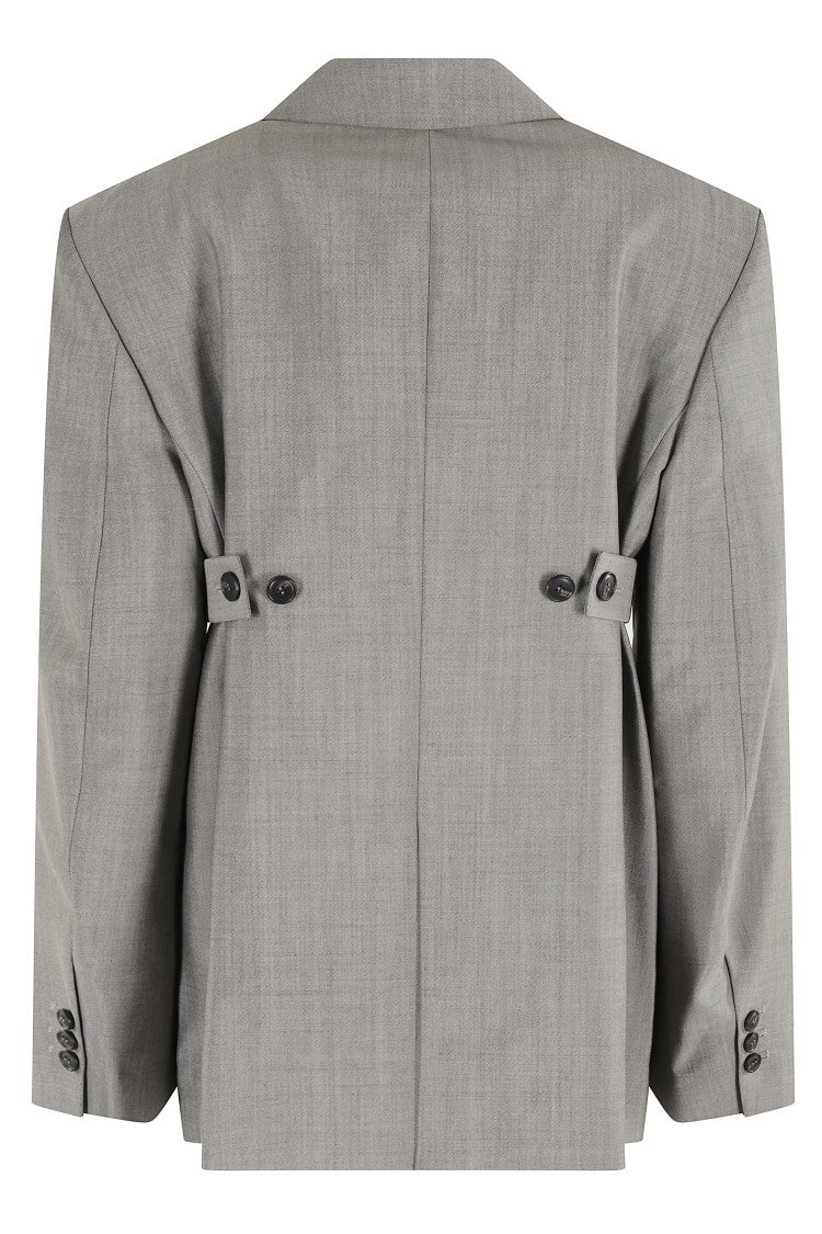 Alexander Wang Grey Melange Wool-Mohair Blend Blazer