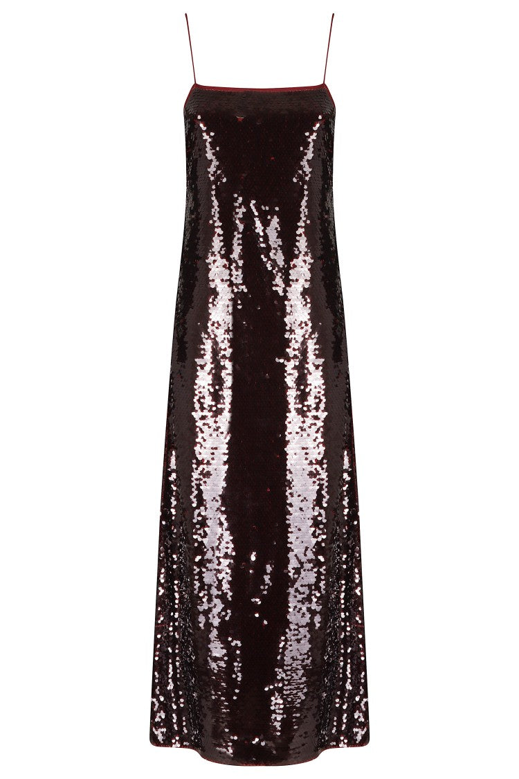 Alberta Ferretti Sequin-Embellished Spaghetti Straps Midi Dress