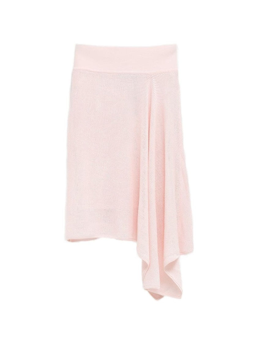 Jacquemus Pink Textured Knit Asymmetrical Mini Skirt