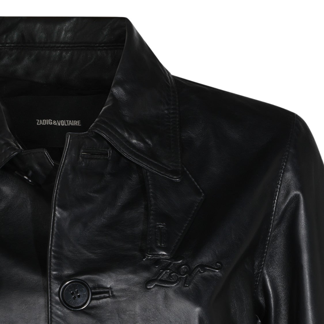 Zadig & Voltaire Cropped Leather Jacket With Classic Collar