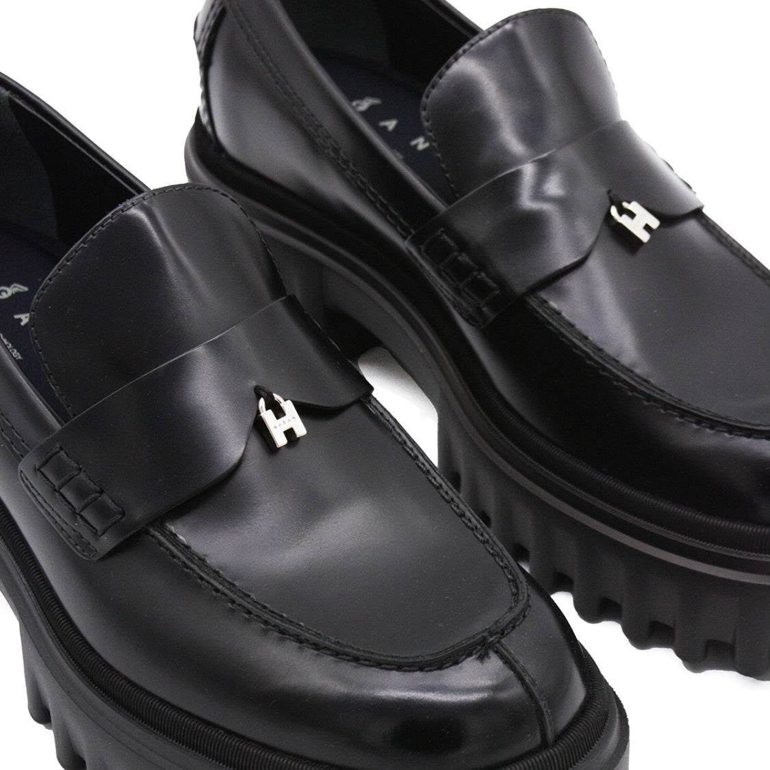 Hogan Black Leather Loafers