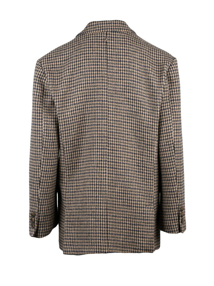 Souvenir Double-Breasted Houndstooth Jacket With Wide Lapels