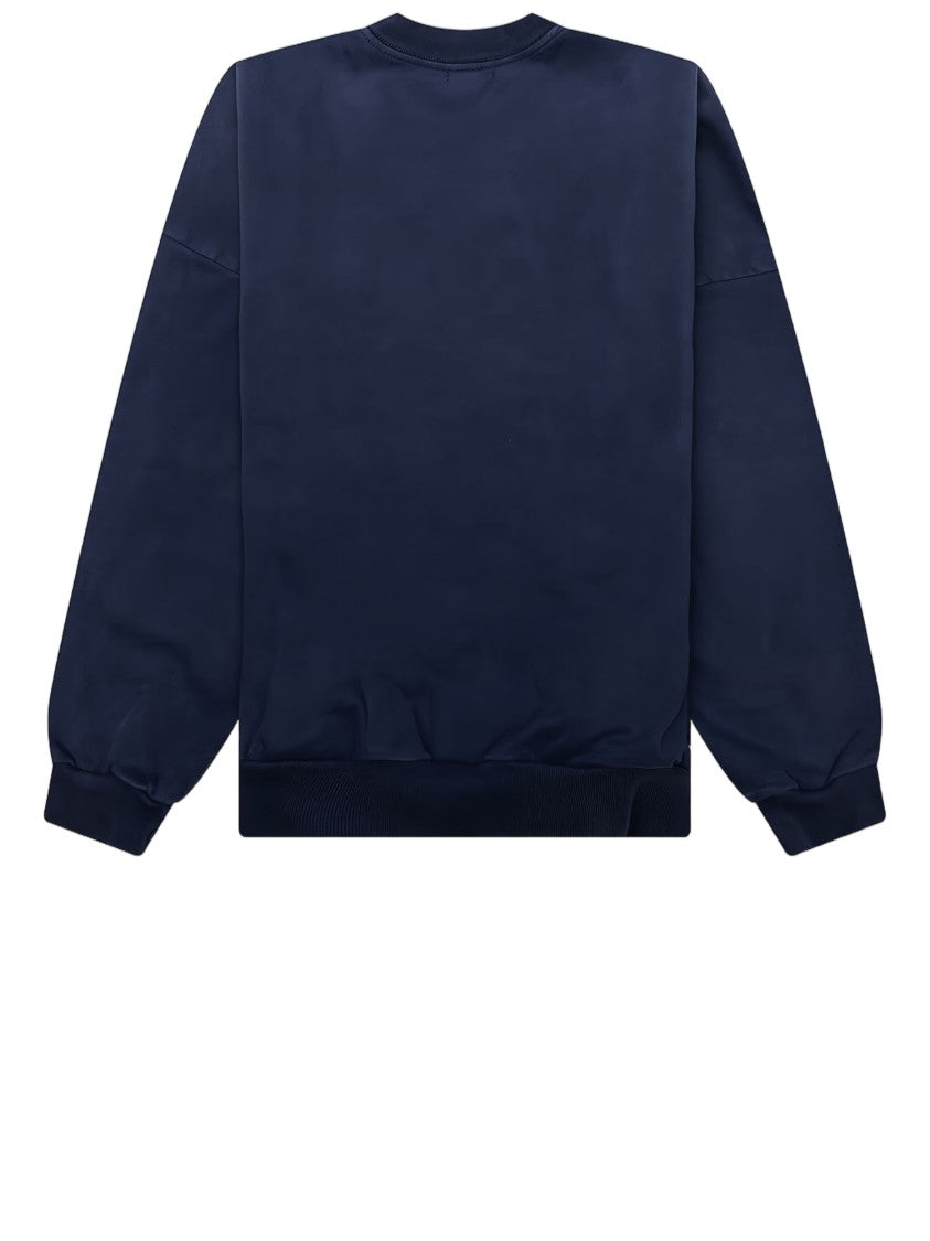 Willy Chavarria Navy Cotton Sweatshirt With Contrast Logo