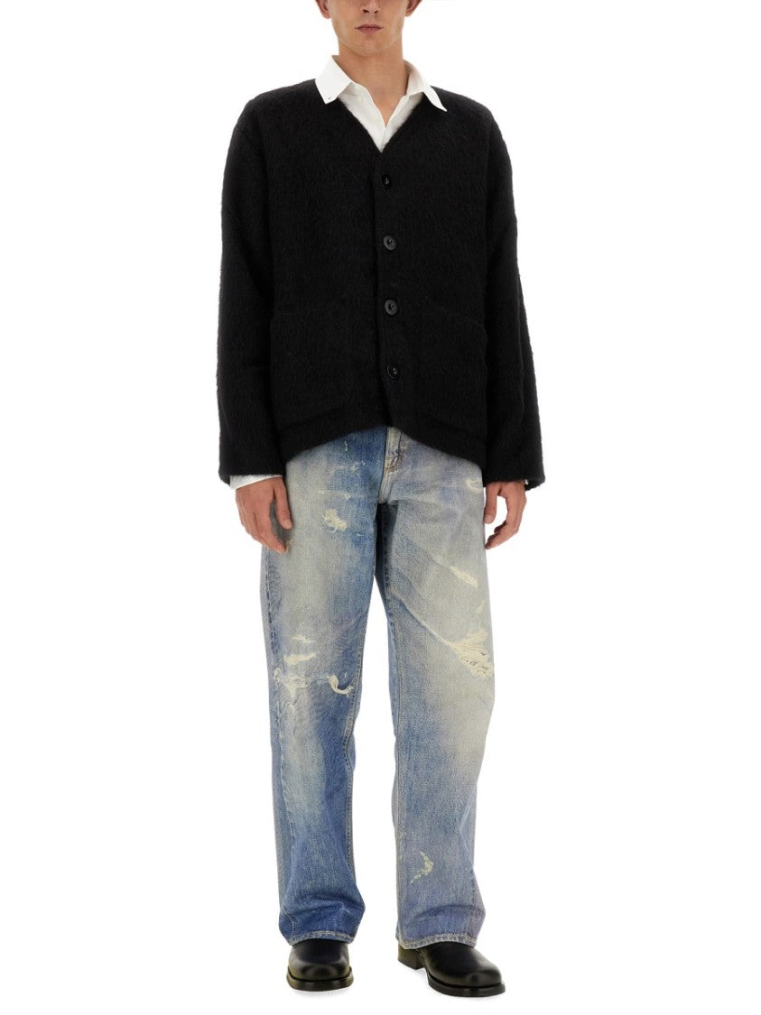 Our Legacy V-Neck Cardigan With Textured Knit And Button-Down Front