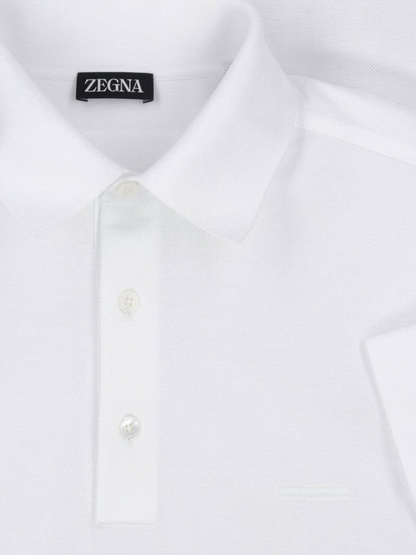 Zegna White Cotton Classic Collar Polo Shirt