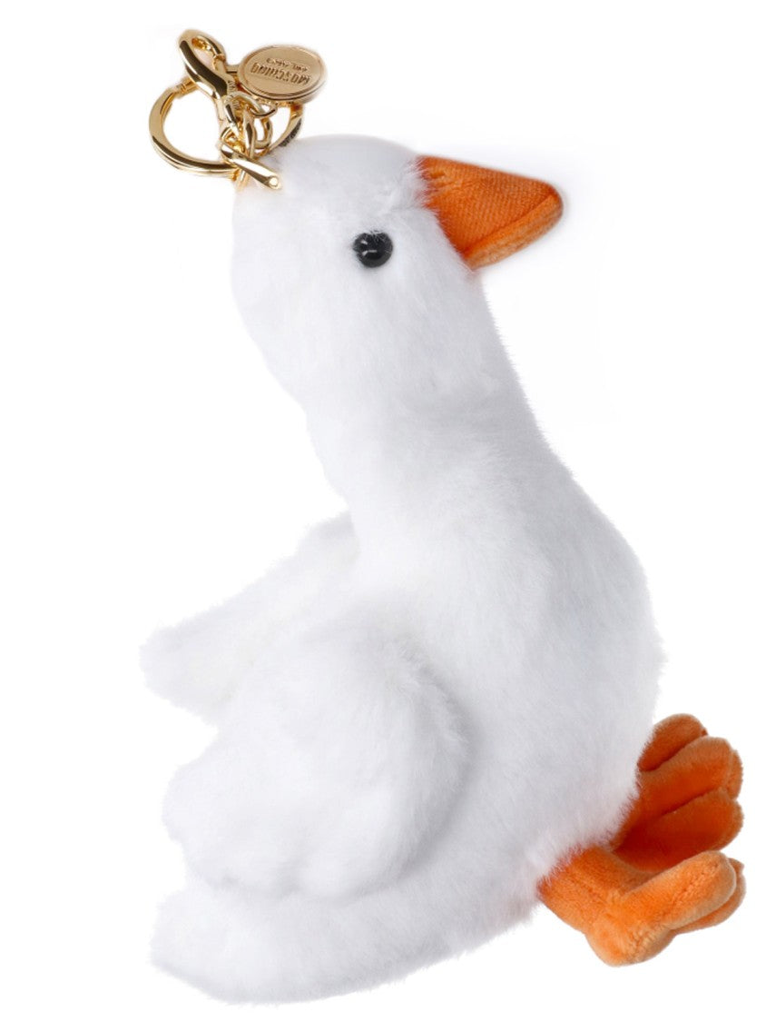 Moschino White Goose Fabric Keyring Charm