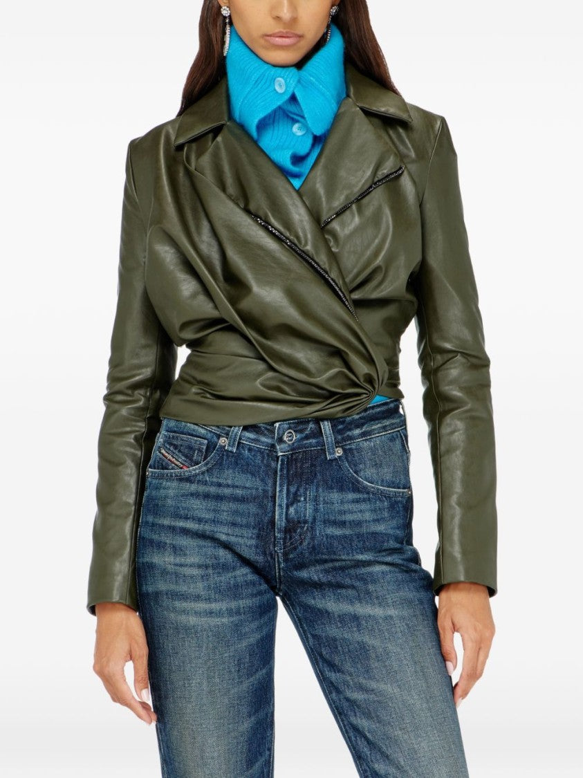 Diesel Cropped Draped Jacket With Twisted Front Design