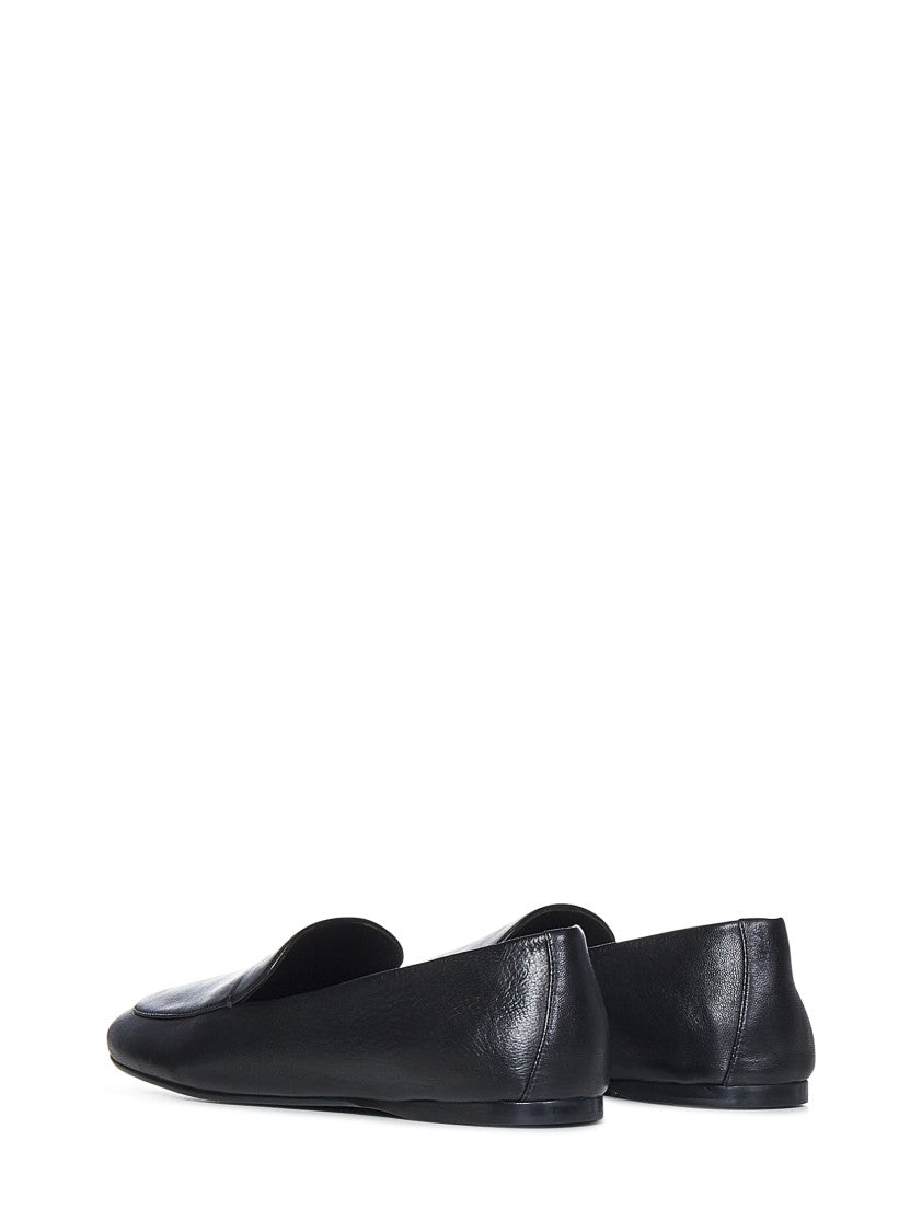 Khaite Black Lambskin Leather Loafers