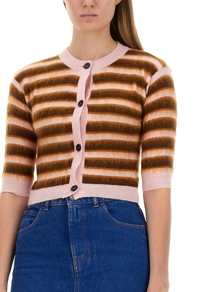Marni Cropped Cardigan With Playful Stripe Pattern