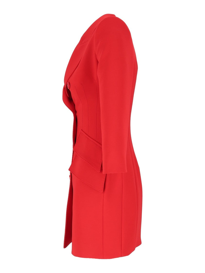 Elisabetta Franchi Red Double-Breasted Day Dress