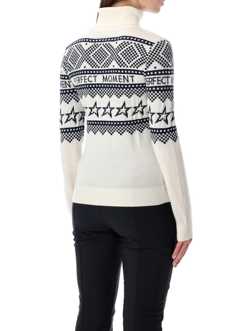 Perfect Moment Merino Wool Intarsia Turtleneck