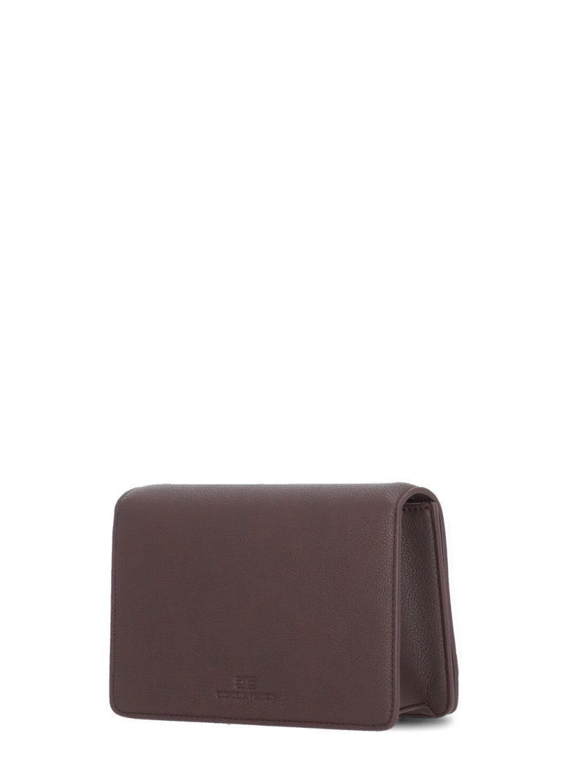 Elisabetta Franchi Pebbled Bordeaux Shoulder Bag