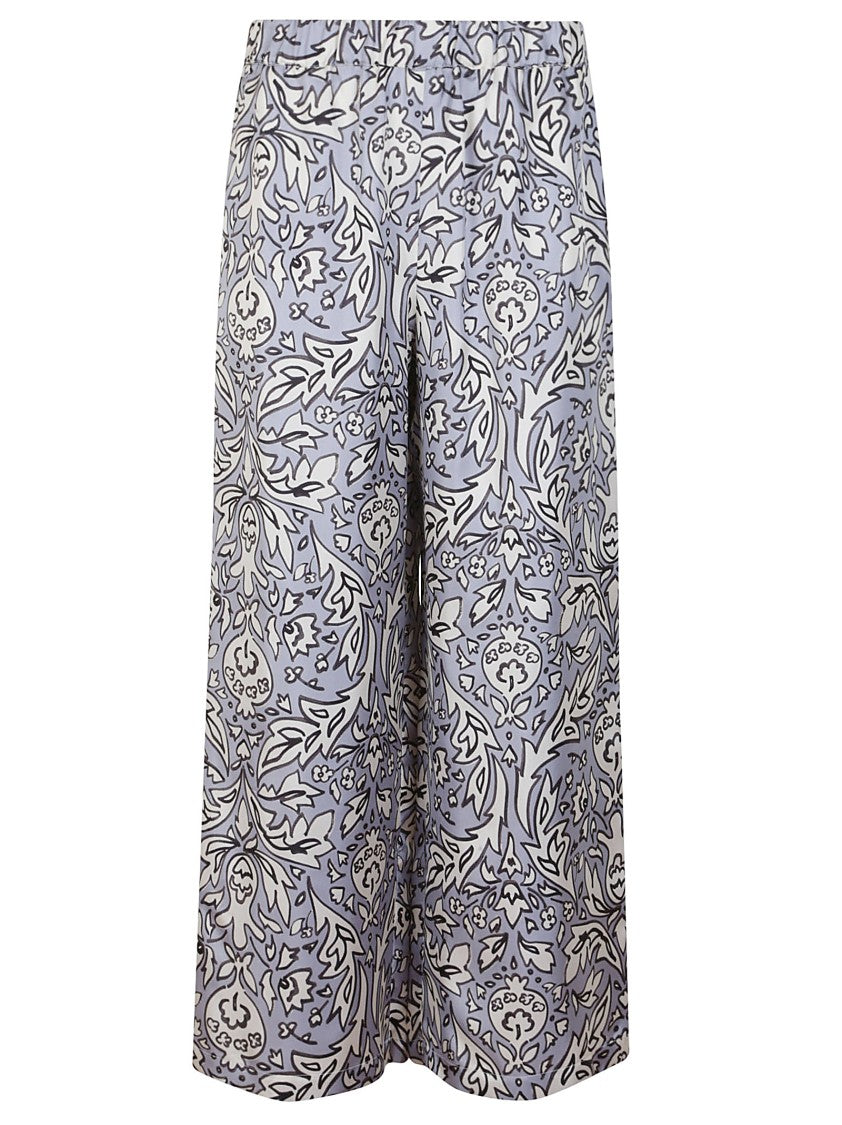 Max Mara Wide-Leg Silk Trousers With Floral Pattern