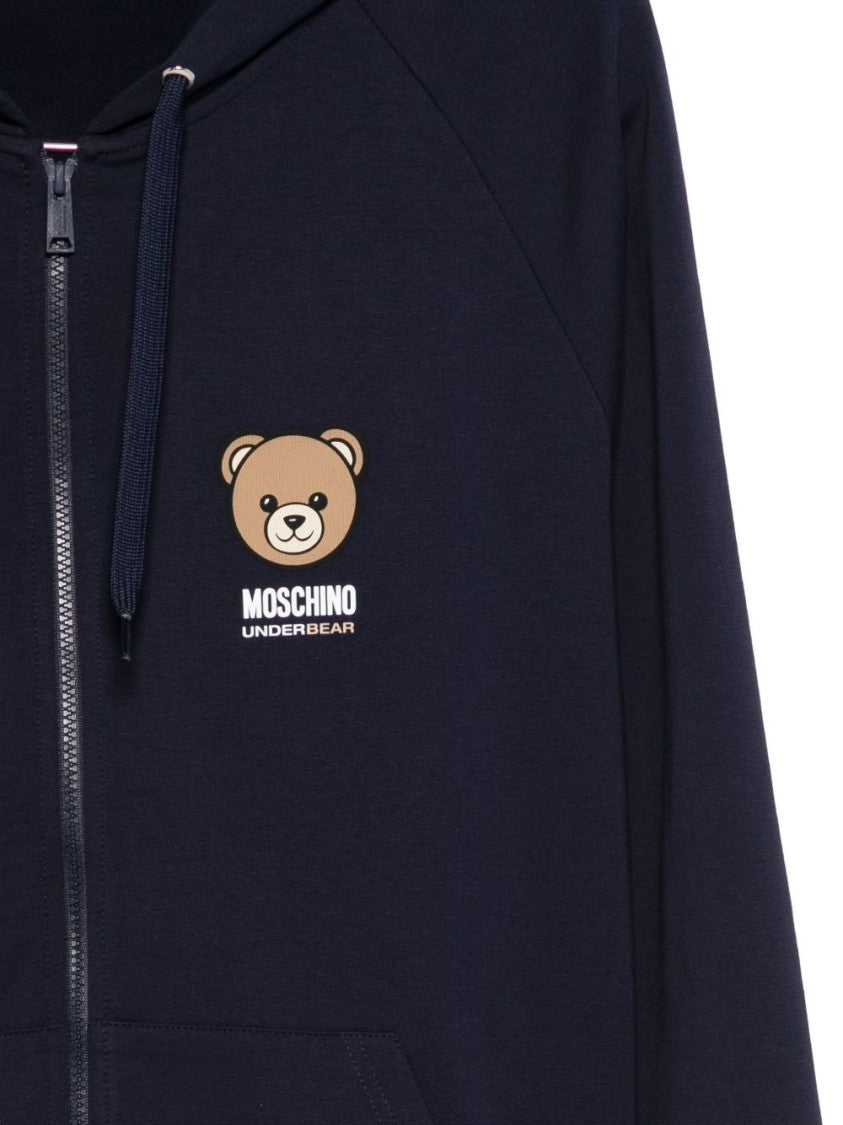 Moschino Navy Blue Zip-Up Hoodie