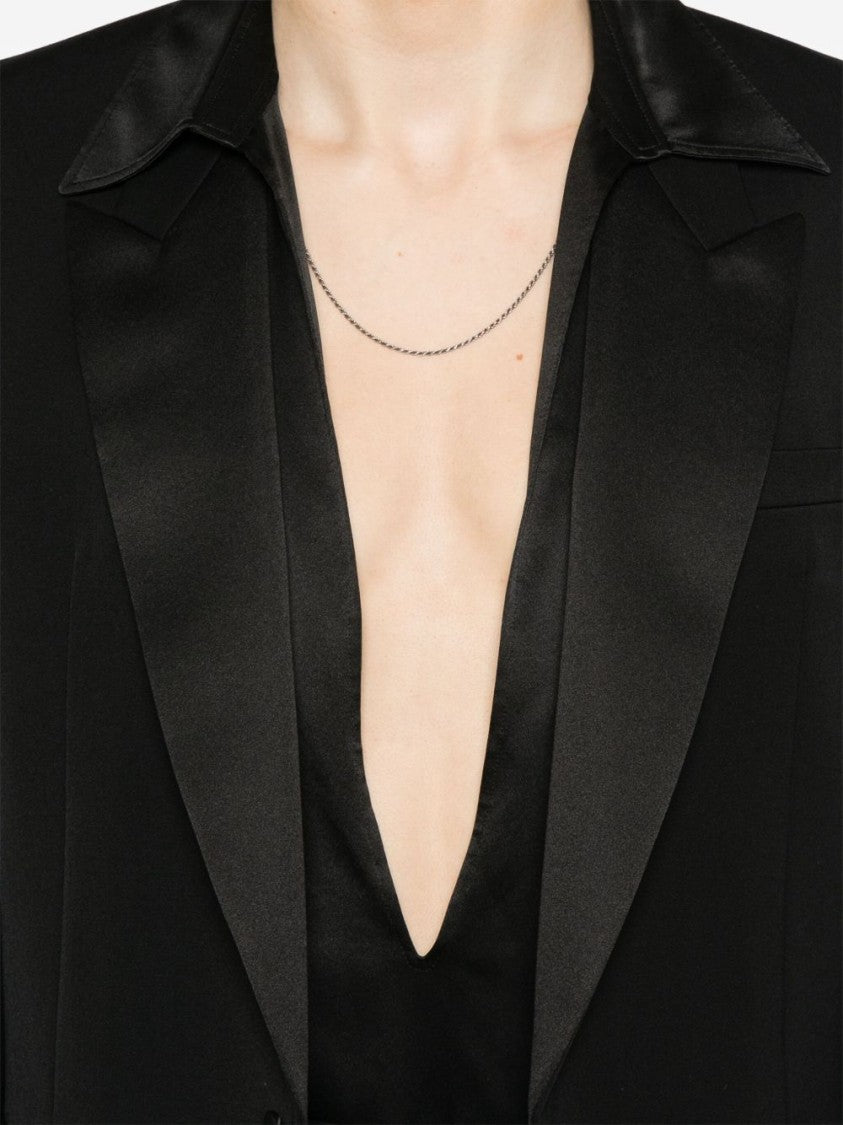 Saint Laurent Padded Shoulder Black Blazer