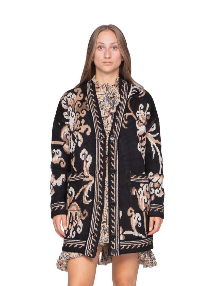 Etro Intricate Floral Pattern Open-Front Cardigan