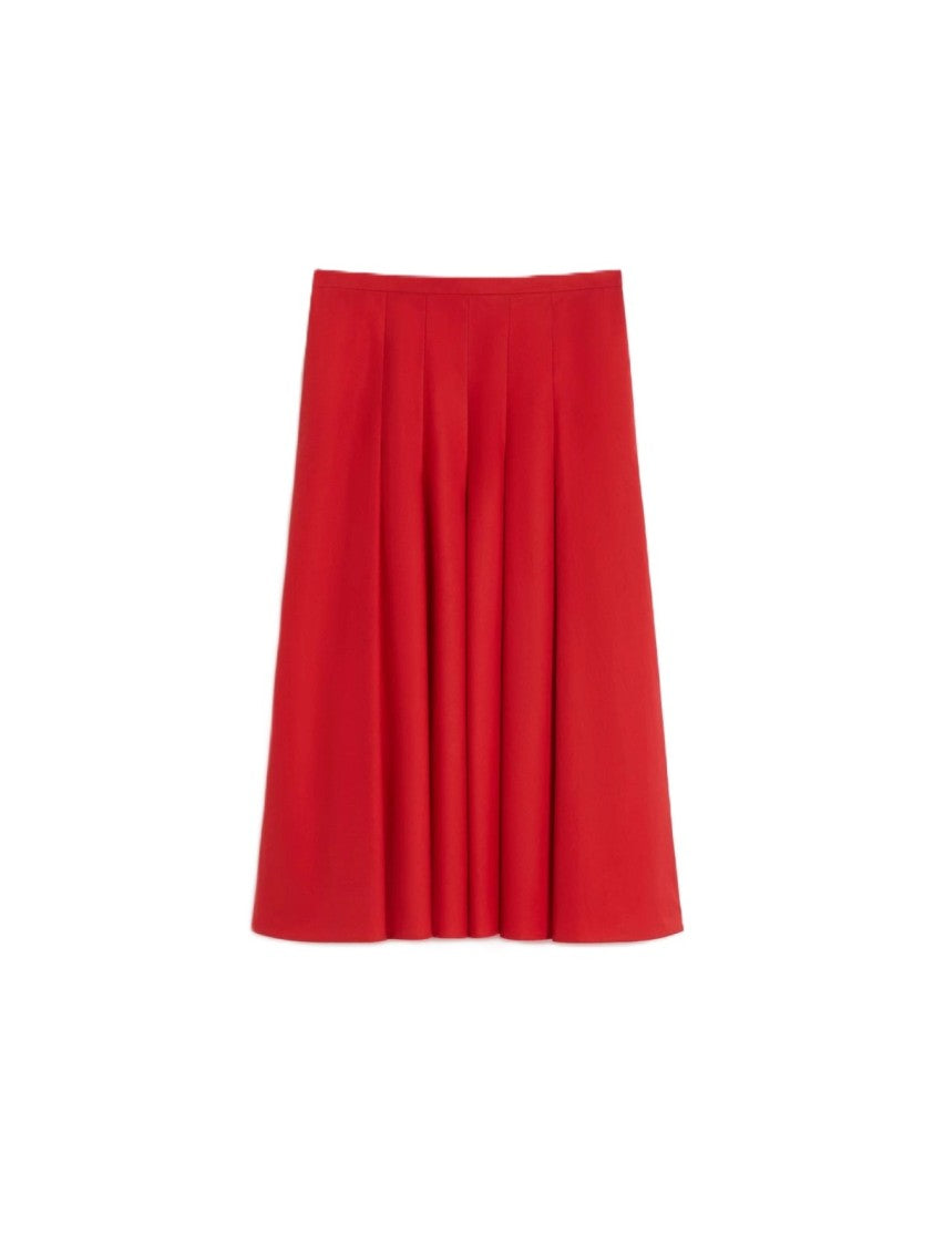 Max Mara Red Midi Skirt With Structured Pleats