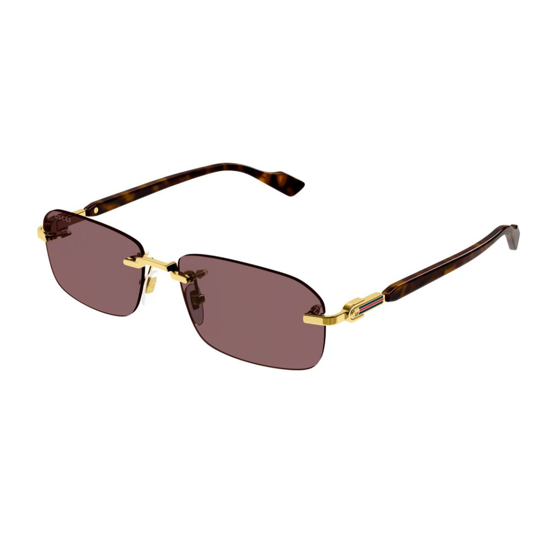 Gucci Gold Gucci Sign Rimless Metal Sunglasses