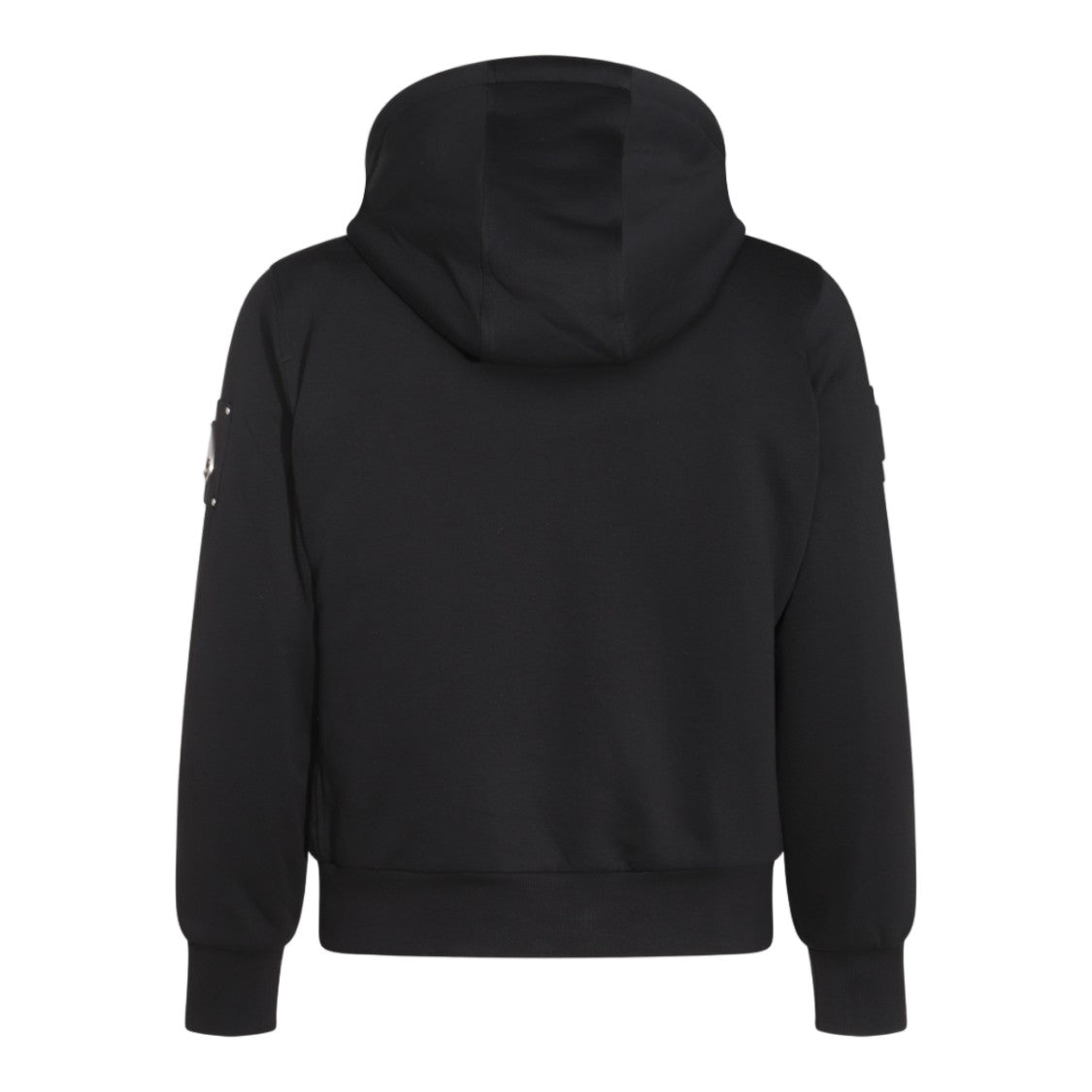 Moose Knuckles Hooded Black Jacket With Ribbed Cuffs