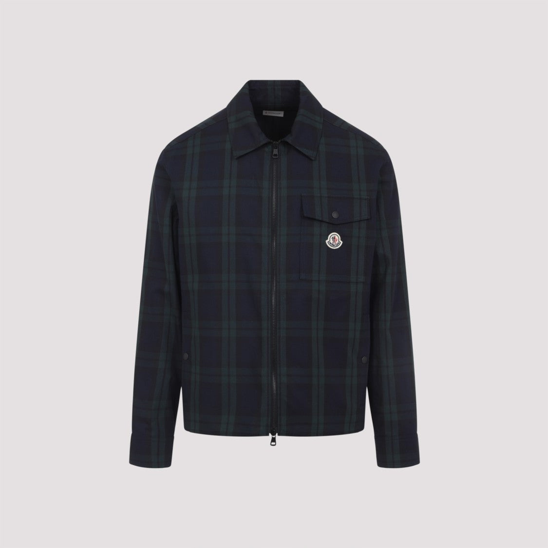 Moncler Plaid Black Cotton Shirt With Zip Closure